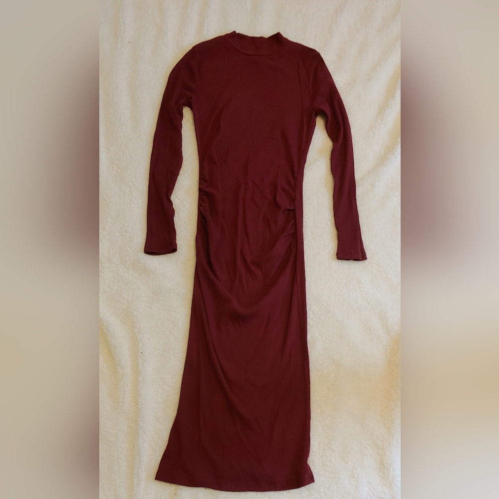Long Sleeved Ribbed Maternity Dress